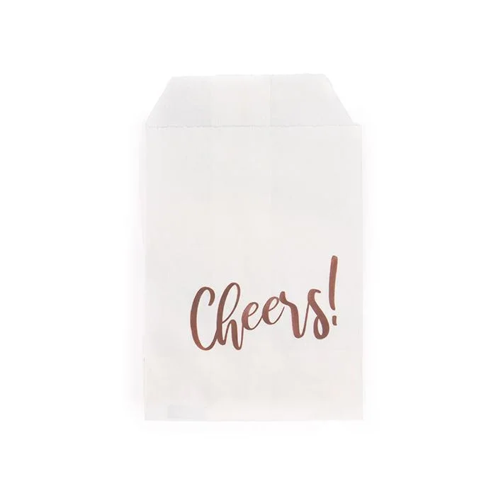 Paper Bags White with Rose Gold Cheers 7,6x12,7 cm