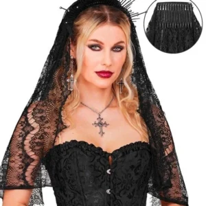 Halloween Sluier Zwart Kant van Widmann koop je bij Partywinkel