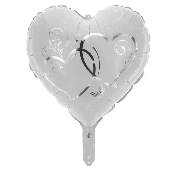 Hart Helium Ballon Wit Zilver Leeg 45cm van VDV Benefit koop je bij Partywinkel