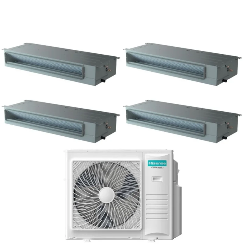climatizzatore condizionatore hisense quadri split inverter canalizzato canalizzabile 9_9_9_18 con 4amw105u4raa r 32 wi fi optional 9000_9000_9000_18000 con telecomando di serie e cablato incluso novita