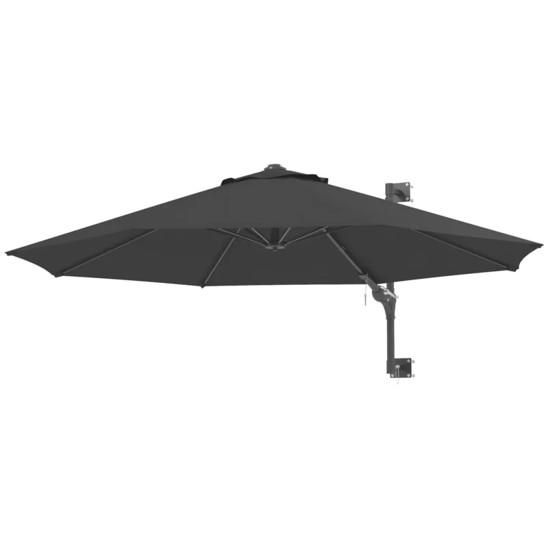 easycomfort easycomfort ombrellone da giardino a parete girevole a 180 con manovella e 8 stecche grigio