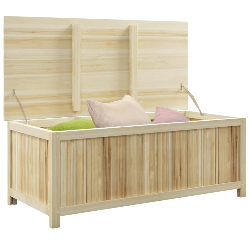 easycomfort easycomfort panca contenitore da giardino da 172l in legno di abete 120x55x45cm colore legno