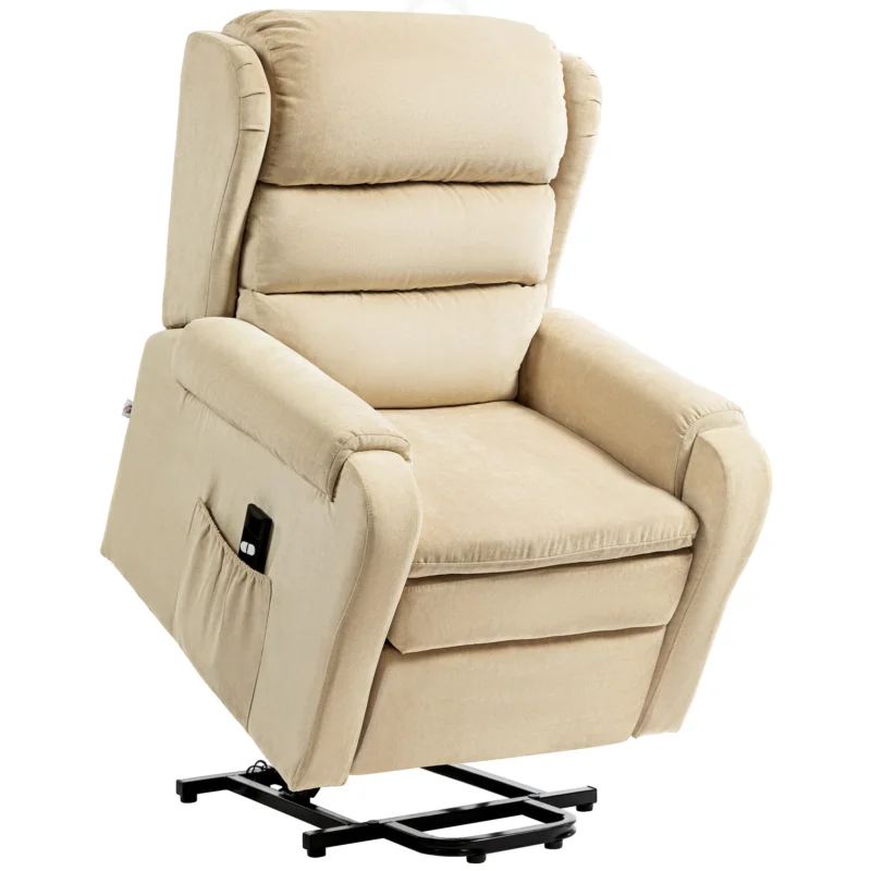easycomfort easycomfort poltrona alzapersona reclinabile a 160 con poggiapiedi e telecomando in velluto 85x88x109 cm crema