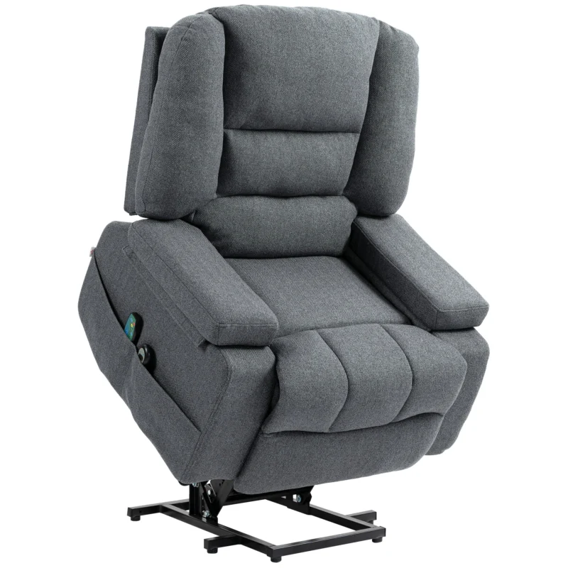 easycomfort easycomfort poltrona alzapersona reclinabile con 8 punti massaggianti in tessuto effetto lino 97x90x102 cm grigio