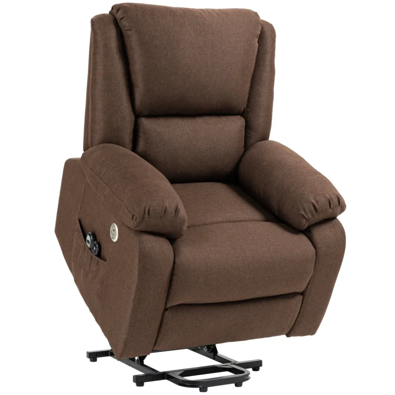 easycomfort easycomfort poltrona alzapersona reclinabile con poggiapiedi in tessuto effetto lino 87x92x105 cm caffe