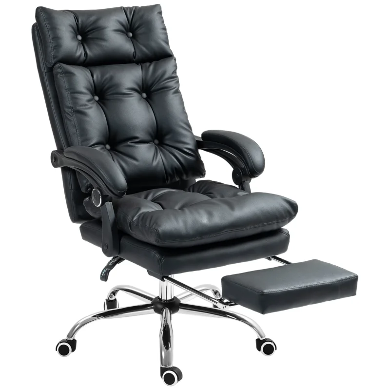 easycomfort easycomfort poltrona da ufficio in finta pelle con schienale reclinabile 135 e poggiapiedi estraibile nero