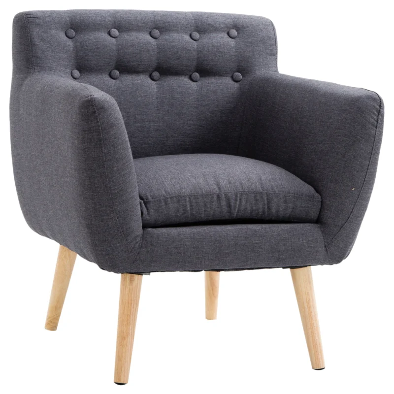 easycomfort easycomfort poltrona imbottita moderna poltroncina da camera soggiorno con braccioli tessuto legno 68 58 5 76cm grigio scuro ean 8055776916040