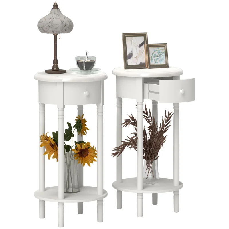 easycomfort easycomfort set 2 comodini con cassetto e ripiano in legno stile contemporaneo 35 5 x 71 cm bianco