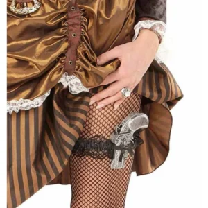 Jarretière avec pistolet pour femme noire et argenté