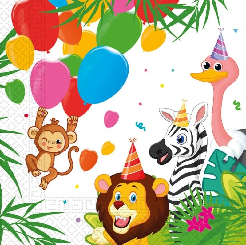 Jungle Dieren Servetten 33cm 12st van Procos koop je bij Partywinkel