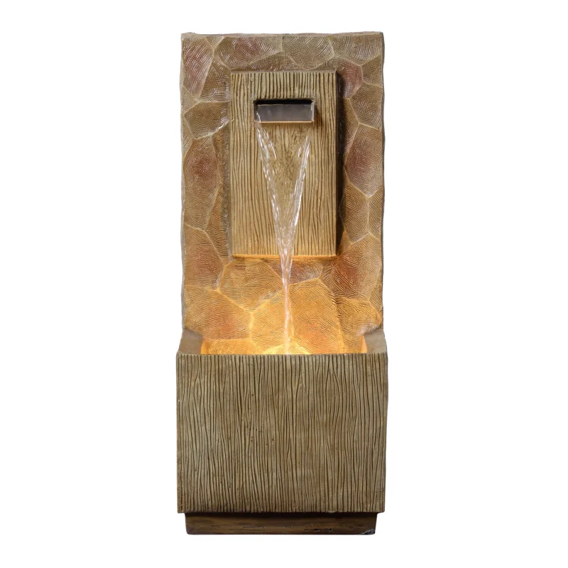 Teamson Home Spa-Style Outdoor Waterfall Fountain 81 cm tall Led Lighting, Brown