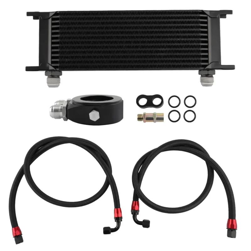 New Universal 13-Row 10AN Engine Transmission Oil Cooler Kit +Filter Adapter