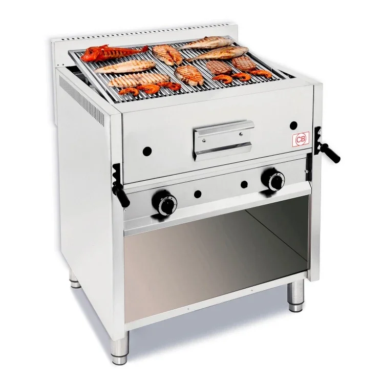 CB-Italy Lavastein-Gasgrill I-80 MOB/P mit Unterschrank (Mischgrillrost)