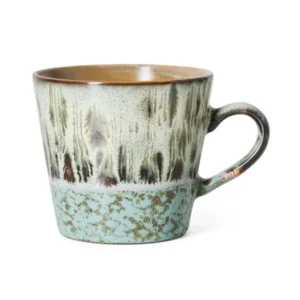 Mehrfarbiger HKliving 70s Ceramics Cappuccino Mug aus glasiertem Steingut im charakteristischen Retro-Design.
