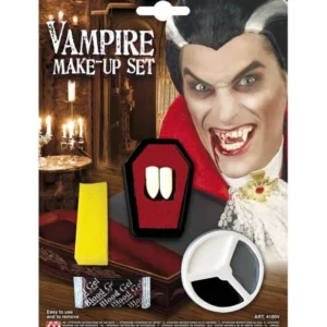 Set maquillage vampire pour adulte avec canines et faux sang