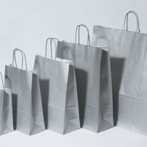 Paper Carrier Bags Silver 26+12x35cm Kraft 90 grams