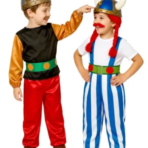 Paar-Faschingskostüm kleiner und dicker Gallier für Kinder