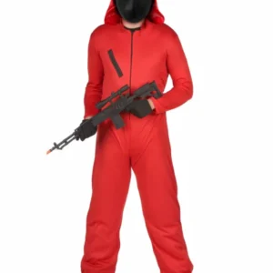 Wächterkostüm mit Maske Kostüm-Set Serienkostüm rundes Symbol rot-schwarz-weiß