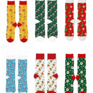Set mit 6 Paar Weihnachtssocken festliche Motive Erwachsene