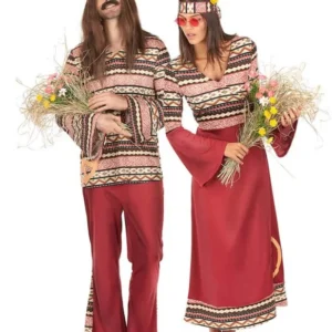 Hippie-Paarkostüm für Karneval bunt