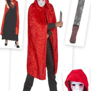 Serienmörder Halloweenkostüm für Erwachsene 3-teilig rot