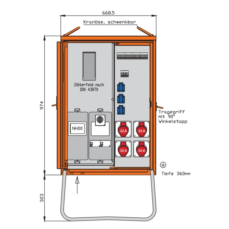 Walther Werke - Baustromverteiler Anschlussverteilerschrank WAV0316CR1 69kVA f.Container