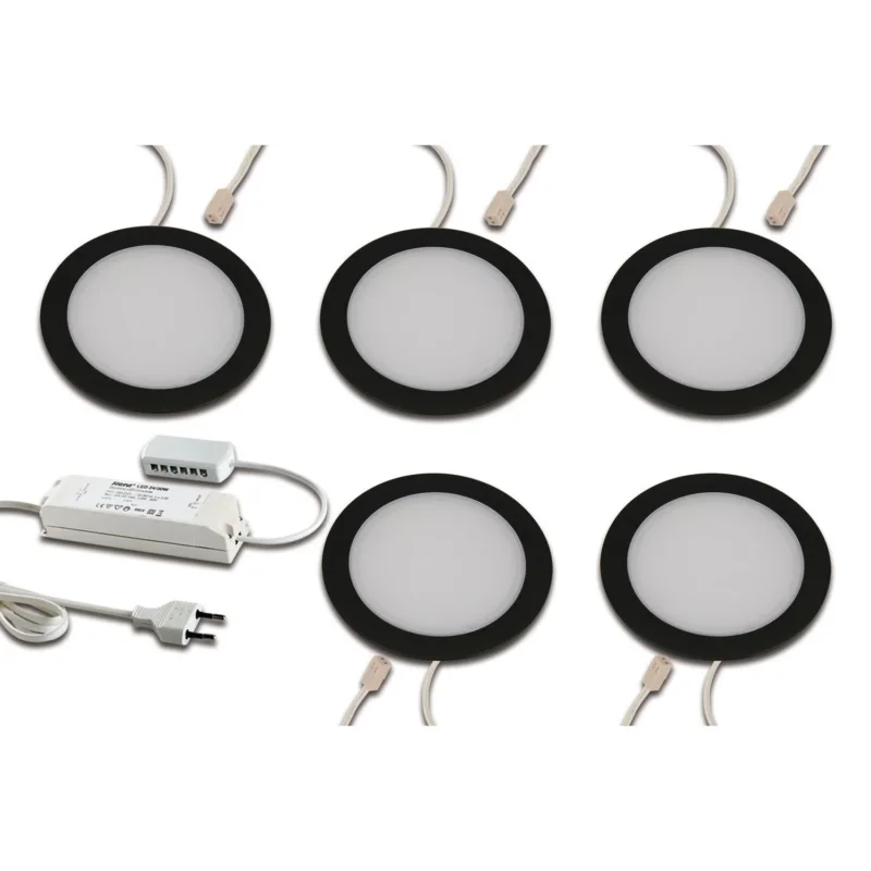 Hera - Downlight/Strahler/Flutlicht LED Einbauleuchte 5er - Set FAR 68 #61060550303 nw, schwarz