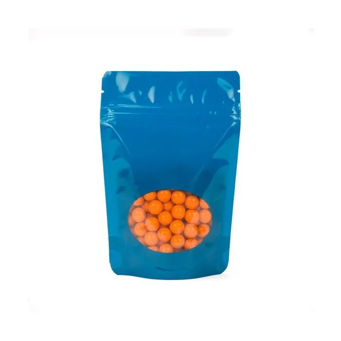 Stand Up Pouches Blue with oval Window 10.2x6x15.2cm | 57 grams